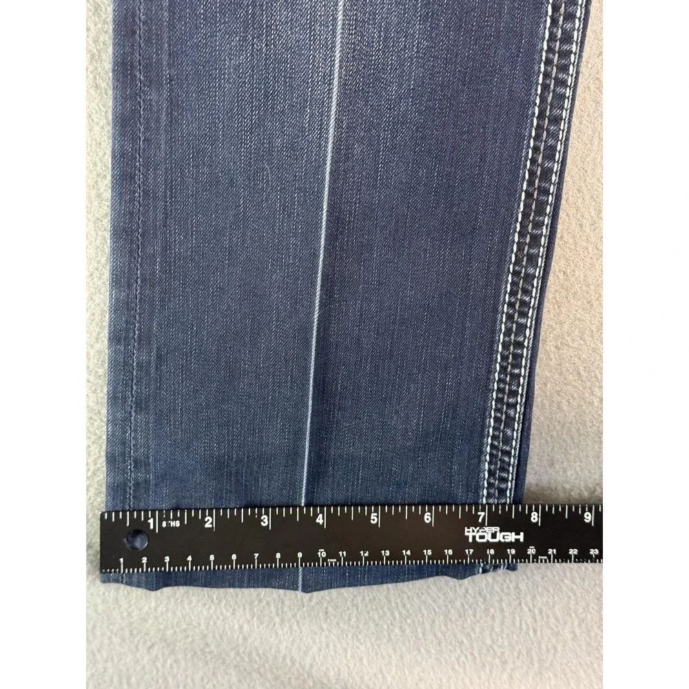 BKE Aiden Jeans Mens‎ 29x27 Med Wash Blue Relaxed Bootcut Stretch Distressed Hem